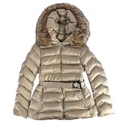 MONCLER モンクレール ダウンジャケット CUPIDONE アウター アパレル 0サイズ 服 フード付き ベージュ系 シルバー金具 ナイロン レディース 冬【中古品】