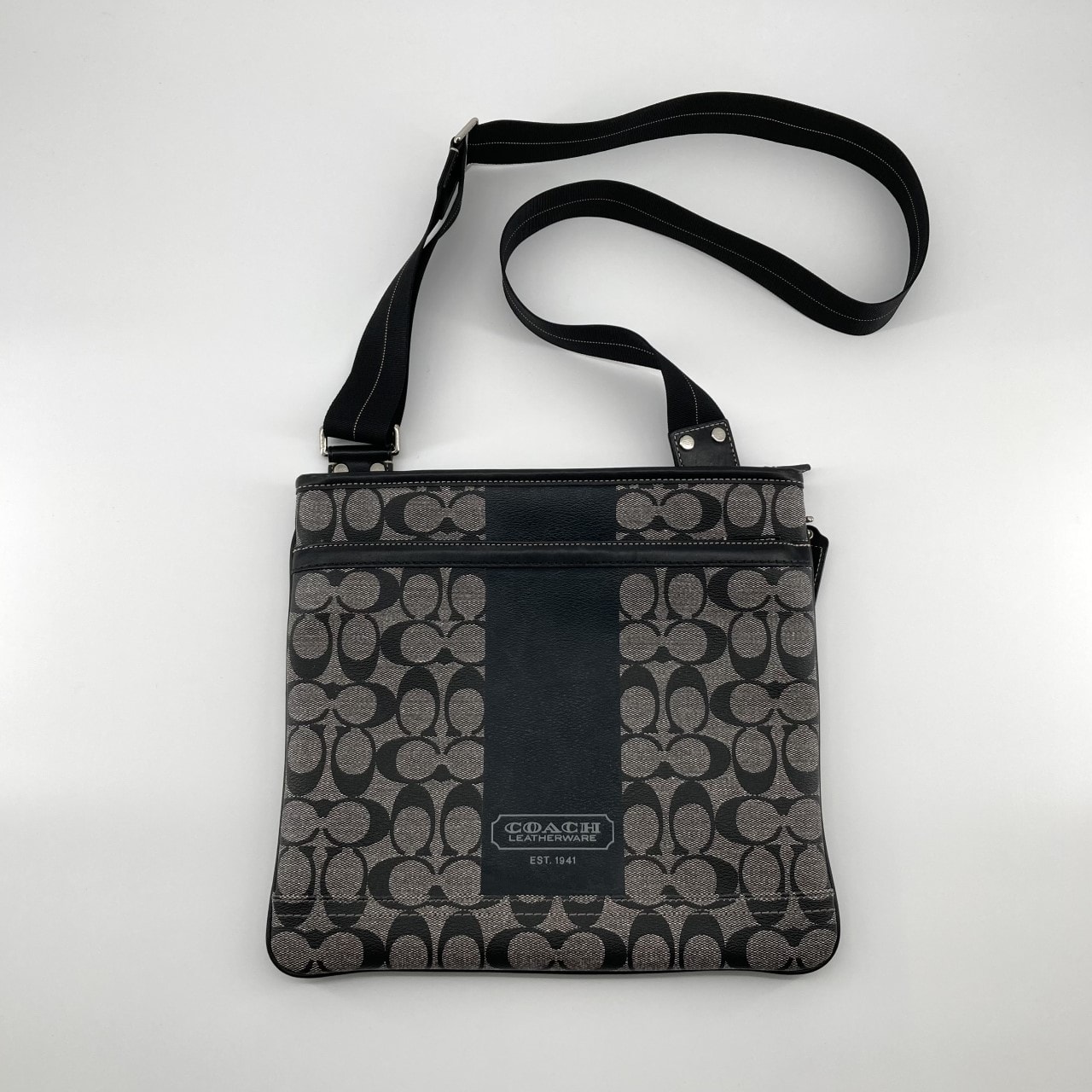 COACH(コーチ) シグネチャー レザー F70444 ショルダーバッグ グレー×ブラック
