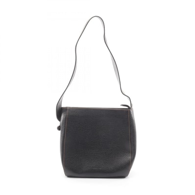ロエベ LOEWE 型押しロゴ ショルダーバッグ バッグ レザー レディース ブラック系 【中古】