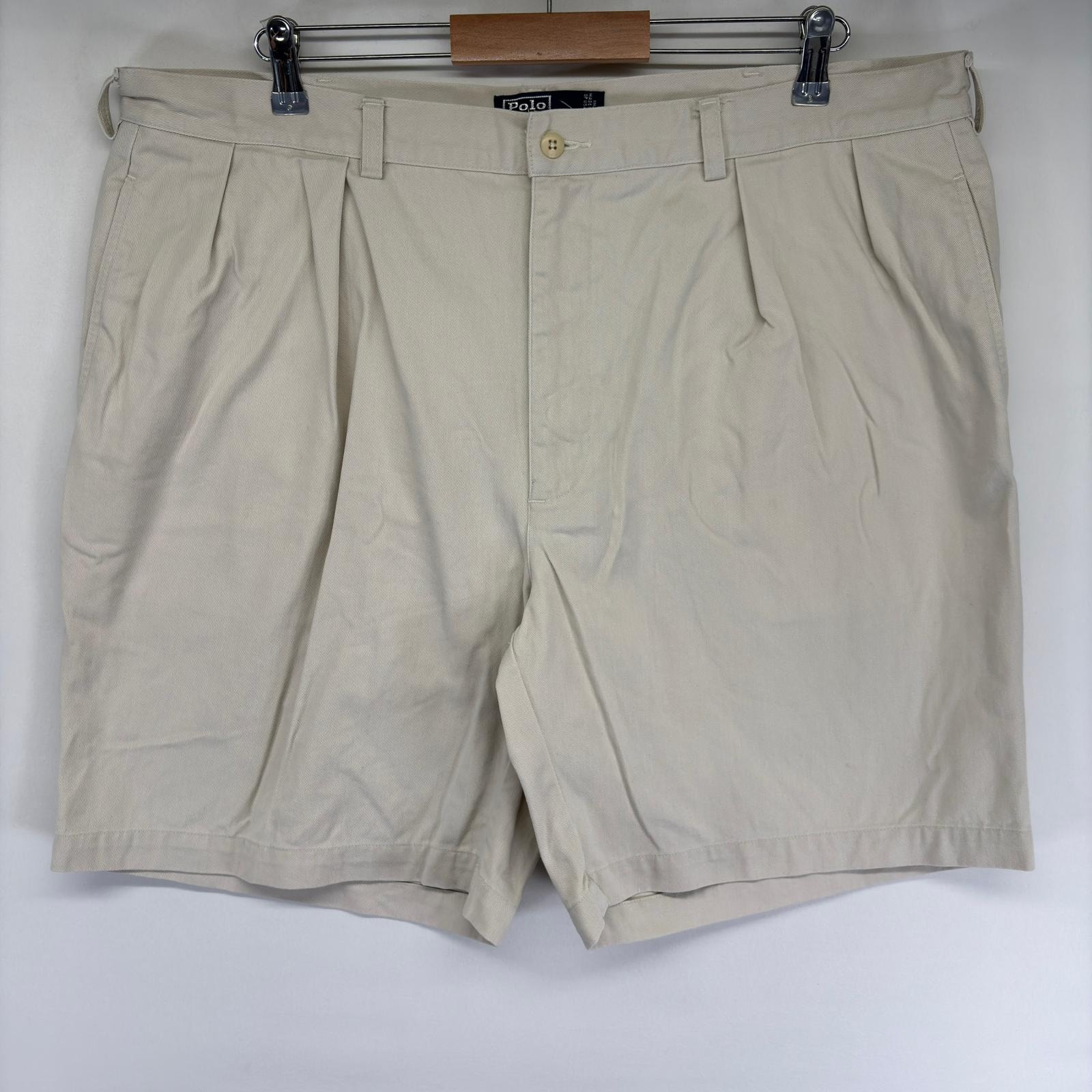 古着 ポロバイラルフローレン Polo by Ralph Lauren パンツ TYLER SHORT ツータック ショートパンツ ジップ w42 アイボリー メンズ