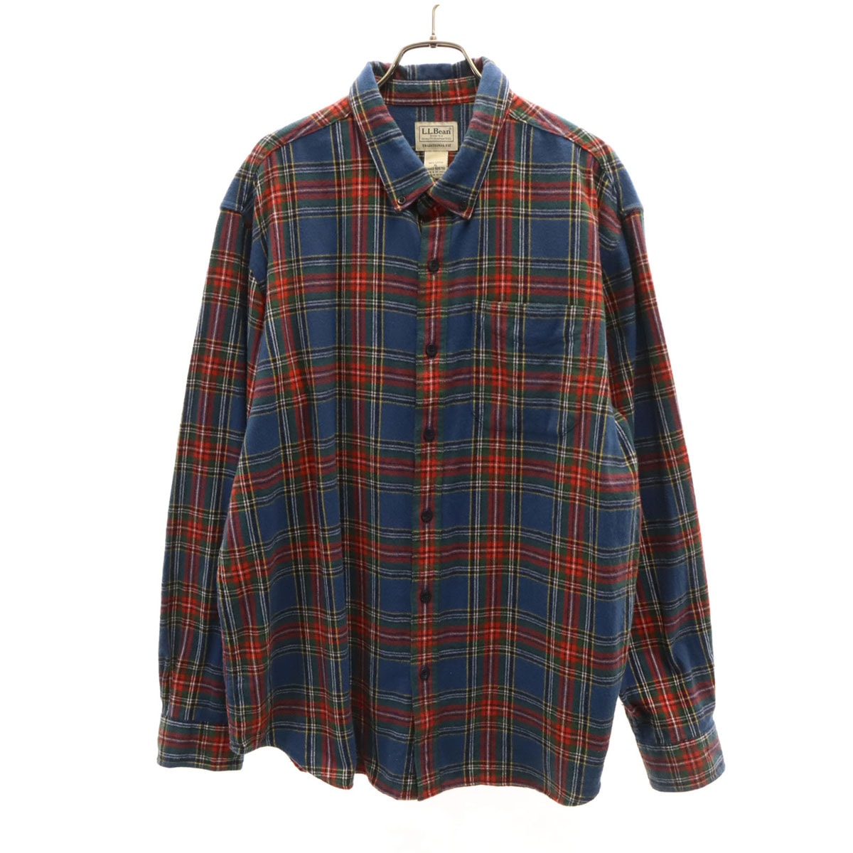 L.L.Bean エルエルビーン チェック柄 長袖 フランネル ボタンダウンシャツ XL ブルー アウトドア
