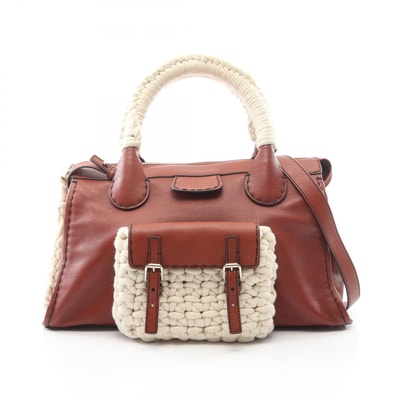 クロエ Chloe エディス 2way ハンドバッグ バッグ レザー コットン レディース ブラウン系 / ホワイト系 【中古】