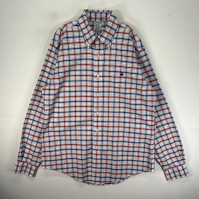 古着 ブルックスブラザーズ Brooks Brothers 長袖シャツ ボタンダウン 胸ポケット M ホワイト系 チェック メンズ