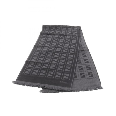 フェンディ FENDI FF柄 マフラー 衣料品 ウール メンズ ブラック系 / グレー系 【中古】