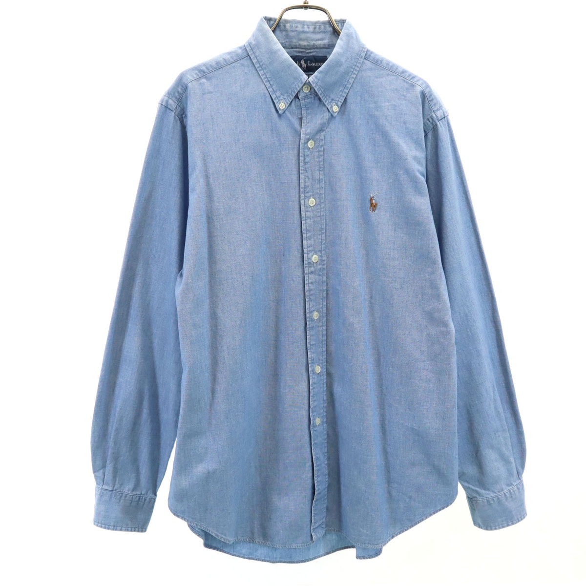 RALPH LAUREN ラルフローレン 長袖 シャンブレー ボタンダウンシャツ M ブルー CLASSIC FIT