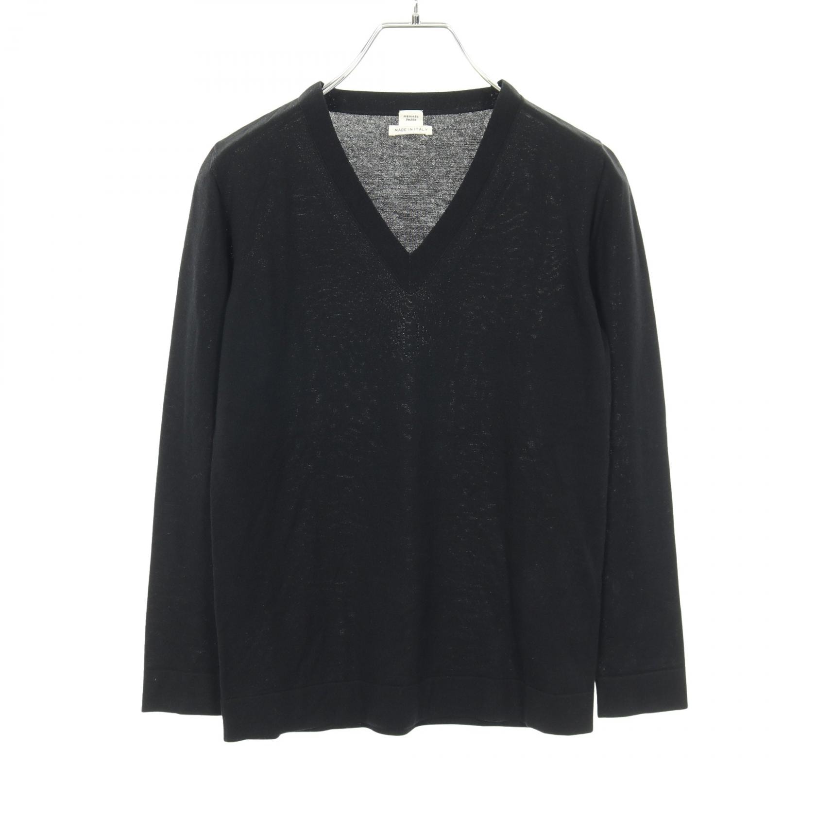 エルメス HERMES Hロゴ ニット 衣料品 トップス シルク コットン シルク レディース ブラック系 【中古】