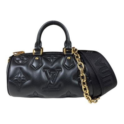 ルイヴィトン パピヨンBB バブルグラム ショルダーバッグ レザー M59800 ブラック レディース LOUIS VUITTON 中古