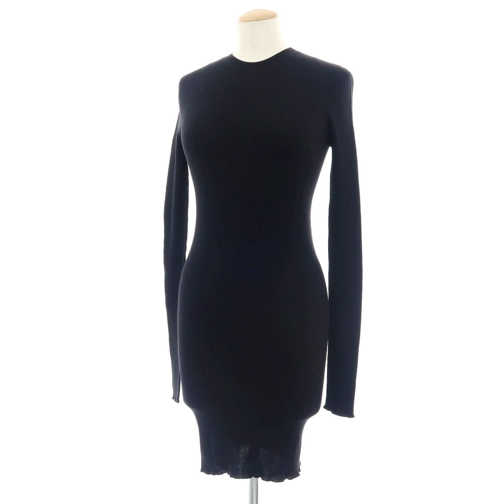 【中古】バレンシアガ BALENCIAGA コットン リブニット ワンピース ブラック【サイズS】【レディース】
