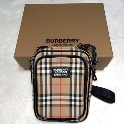 BURBERRY Vintage Check and Leather Crossbody Bag "Archive Beige"
