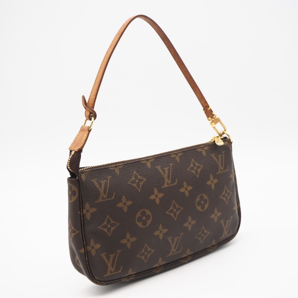 LOUIS VUITTON ルイ・ヴィトン モノグラム ポシェット アクセソワール M51980 ハンドバッグ ブラウン ベージュ コーティングキャンバス レザー レディース