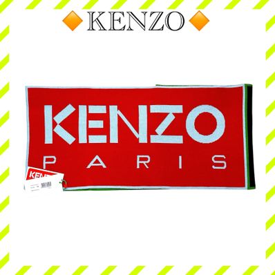 極美品 ケンゾー コットン マフラー レッド グリーン ブラック ユニセックス