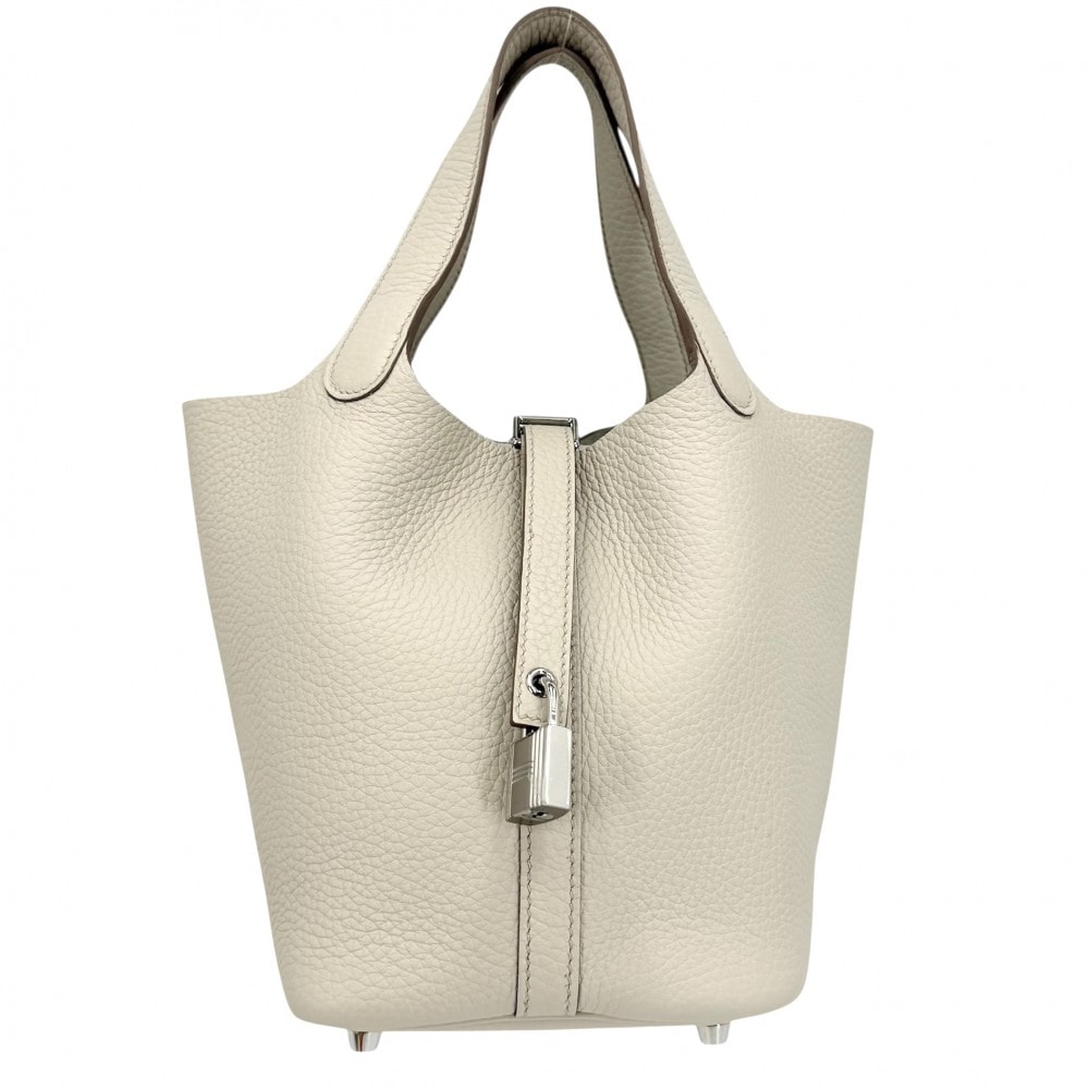 HERMES エルメス ハンドバッグ ピコタンロックPM K刻印 レザー    アイボリー系 シルバー金具 レディース 美品 2025年【中古品】