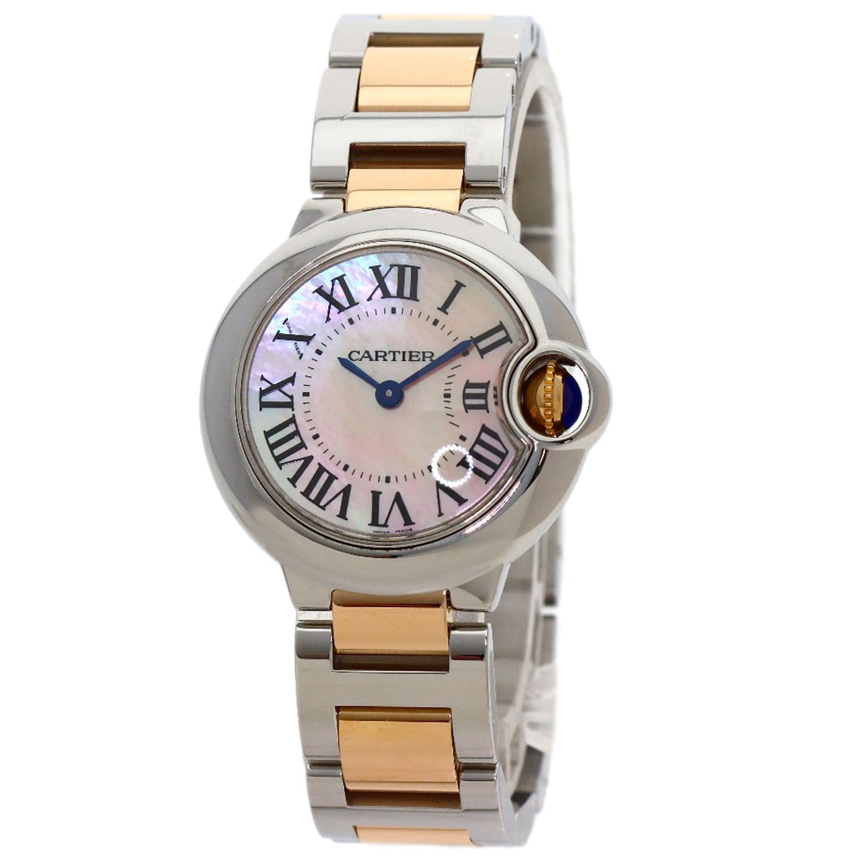 CARTIER カルティエ W6920034 バロンブルー 28mm 腕時計 SS SSxK18PG レディース [中古]