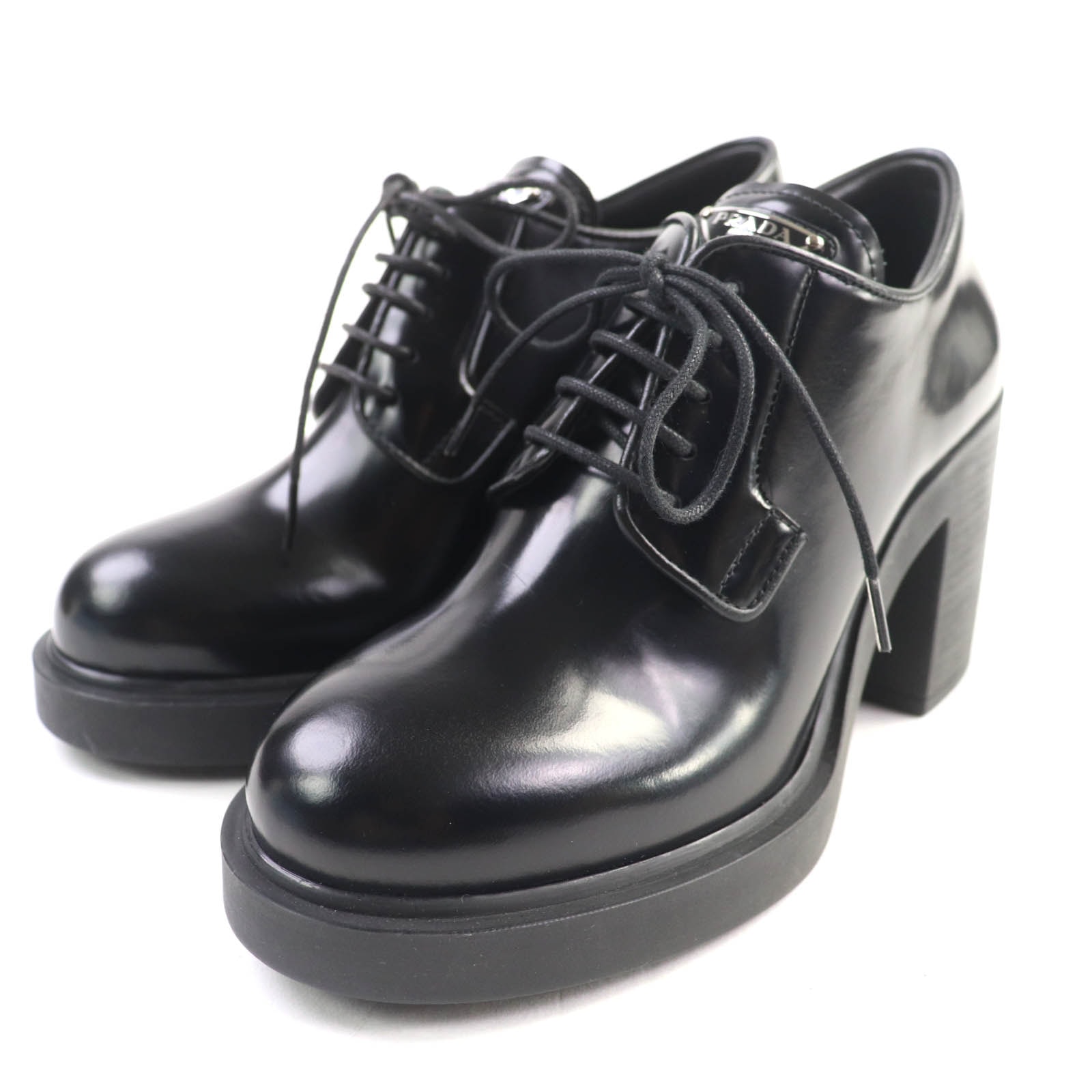 極美品 プラダ
 ローファー ブラック レディース 36 1E976M