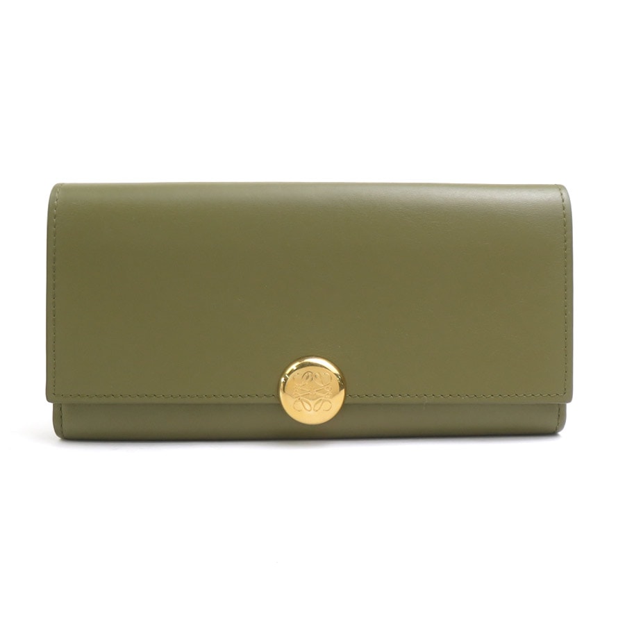 ロエベ LOEWE 長財布 レザー カーキ レディース【中古】 r11522k