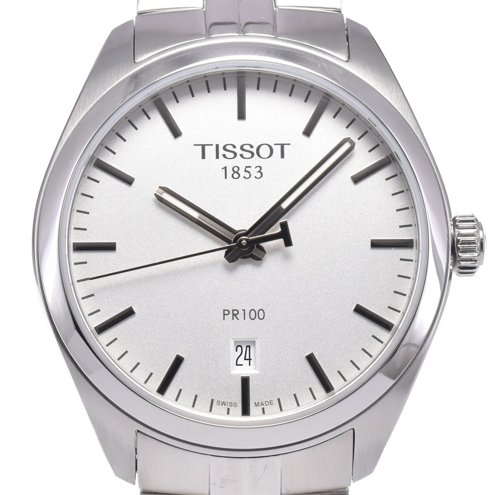 値下 ティソ TISSOT T101410A PR100 デイト シルバー クォーツ メンズ 美品 保証書付き 腕時計 I#147601