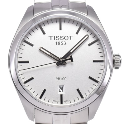 値下 ティソ TISSOT T101410A PR100 デイト シルバー クォーツ メンズ 美品 保証書付き 腕時計 I#147601