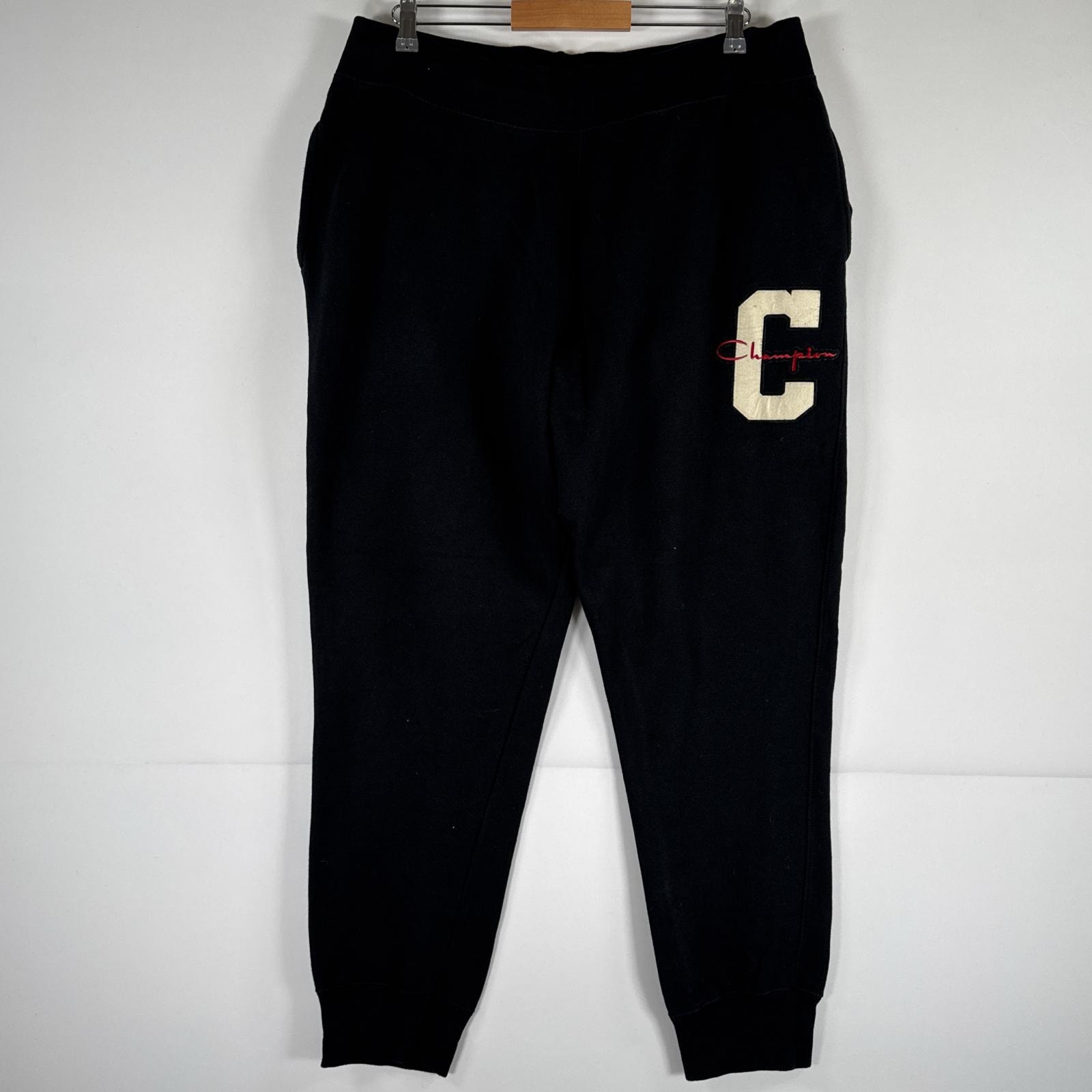 古着 チャンピオン Champion パンツ スウェット イージーパンツ ジョガーパンツ 大きいサイズ ワンポイント  2XL  ブラック メンズ