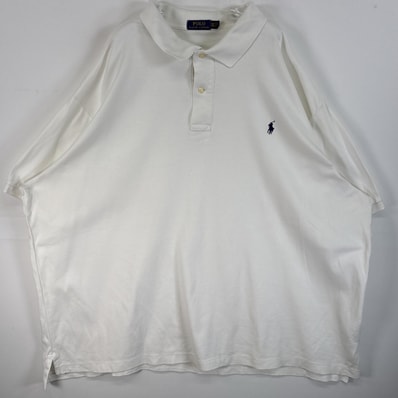 古着 ポロ・ラルフローレン POLO RALPH LAUREN 半袖 ポロシャツ ロゴ 刺繍 大きいサイズ 2ボタン 3XB ホワイト 無地 メンズ