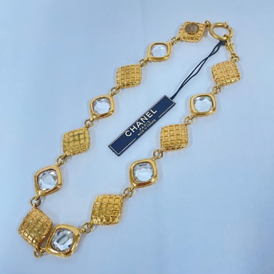 CHANEL シャネル マトラッセ ひし型 ストーン ネックレス A1900 GP