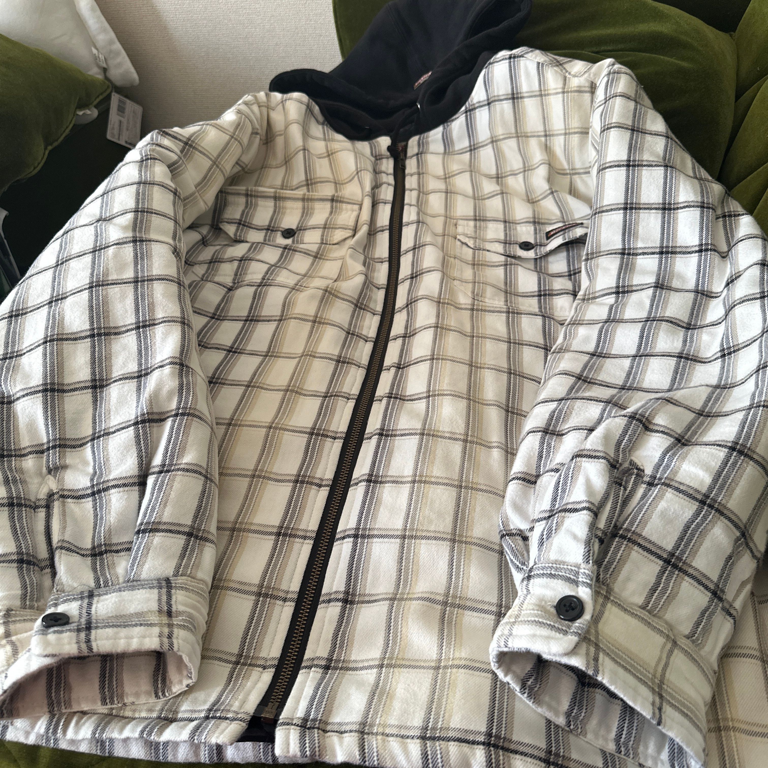 Supreme x Dickies Plaid Hooded Zip Up Shirt "White"