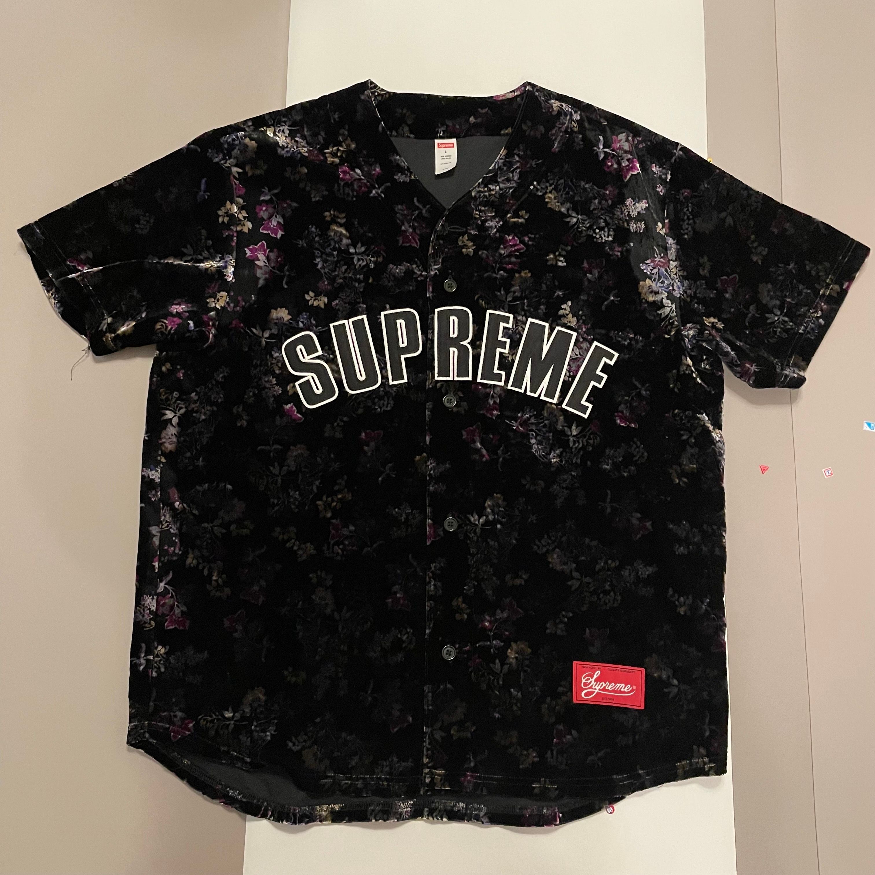 Supreme Floral Velour Baseball Jersey 