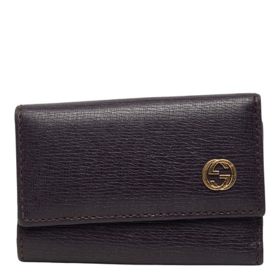 グッチ インターロッキングG キーケース 309706 パープル レザー レディース GUCCI 【中古】