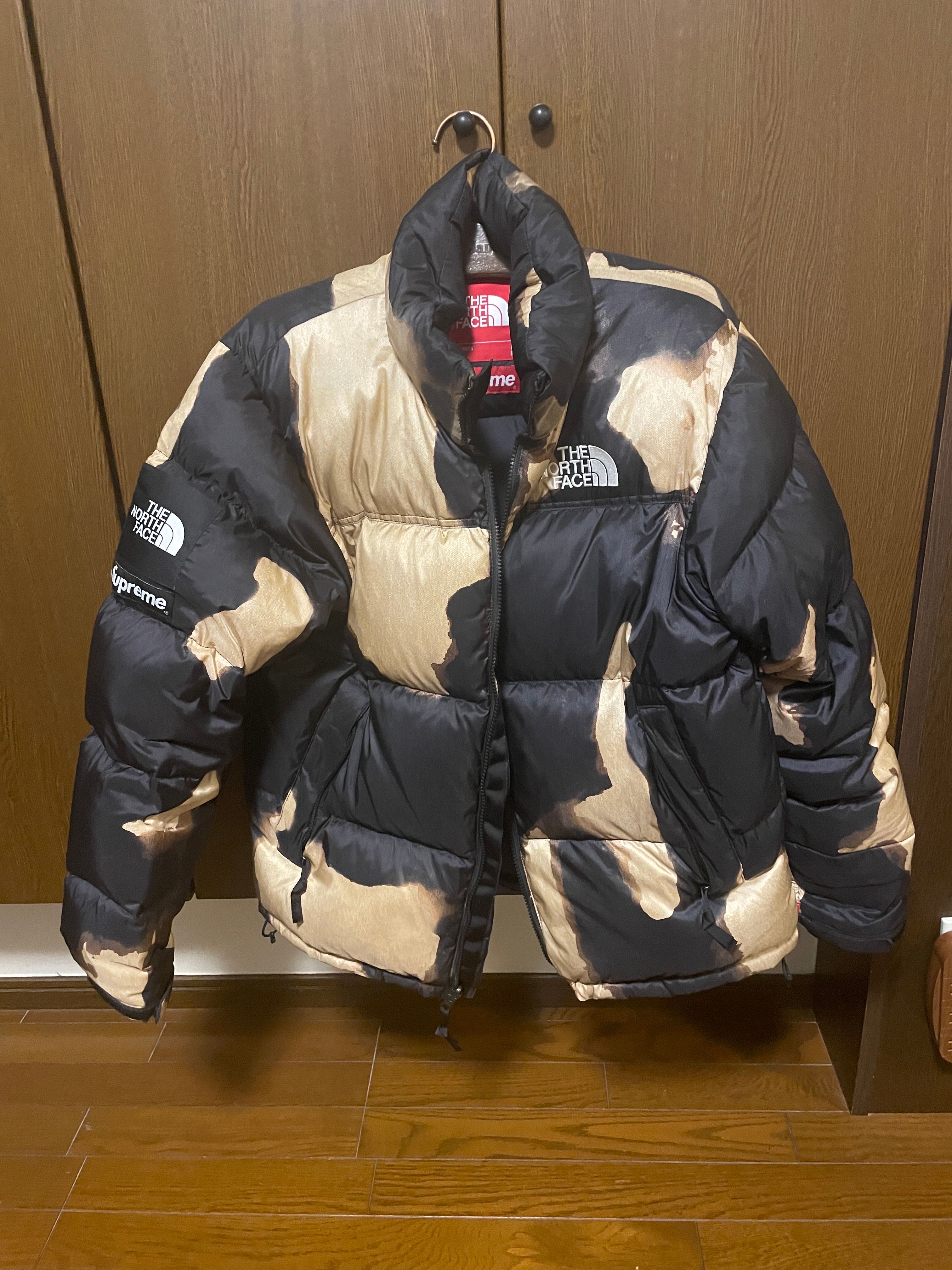 Supreme x The North Face Bleached Denim Print Nuptse Jacket "Black"