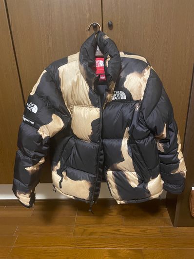 Supreme x The North Face Bleached Denim Print Nuptse Jacket "Black"