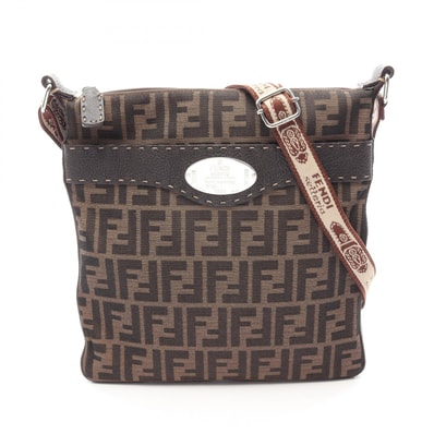 フェンディ FENDI セレリア ズッカ ショルダーバッグ バッグ キャンバス レザー レディース ブラウン系 8BT109 【中古】