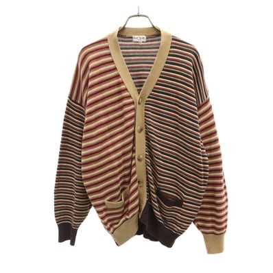 Paul Smith ポールスミス ボーダー柄 長袖 Vネック ニットカーディガン ブラウン