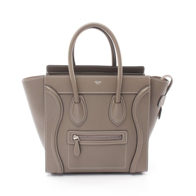 セリーヌ CELINE ラゲージ マイクロ ショッパー ハンドバッグ バッグ レザー レディース ベージュ系 189793 【中古】