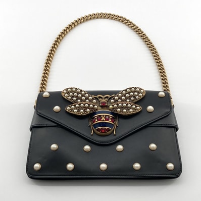 GUCCI(グッチ) ブロードウェイ パドロック パール ビー 453778 ショルダーバッグ ブラック