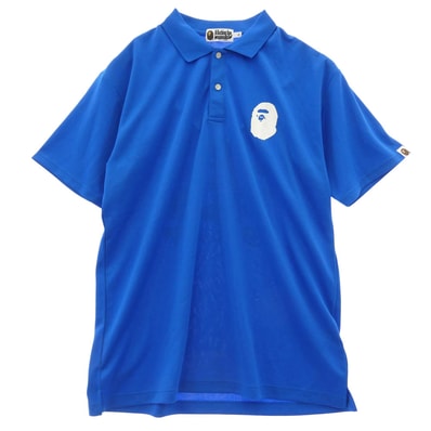 A BATHING APE アベイシングエイプ ポロシャツ マルチロゴ BAPE 半袖 ポロシャツ ブルー系 ホワイト系 XL【中古】