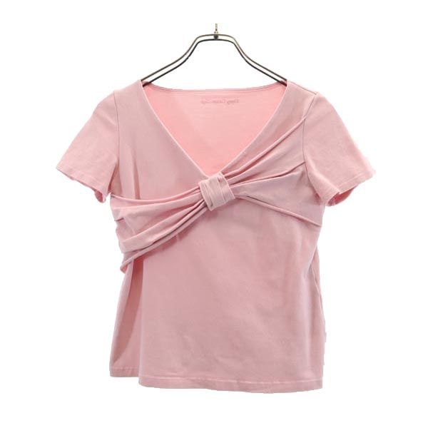 FOXEY NEW YORK フォクシーニューヨーク 日本製 半袖 Tシャツ 40 ピンク系 カットソー アシンメトリー タンクトップ