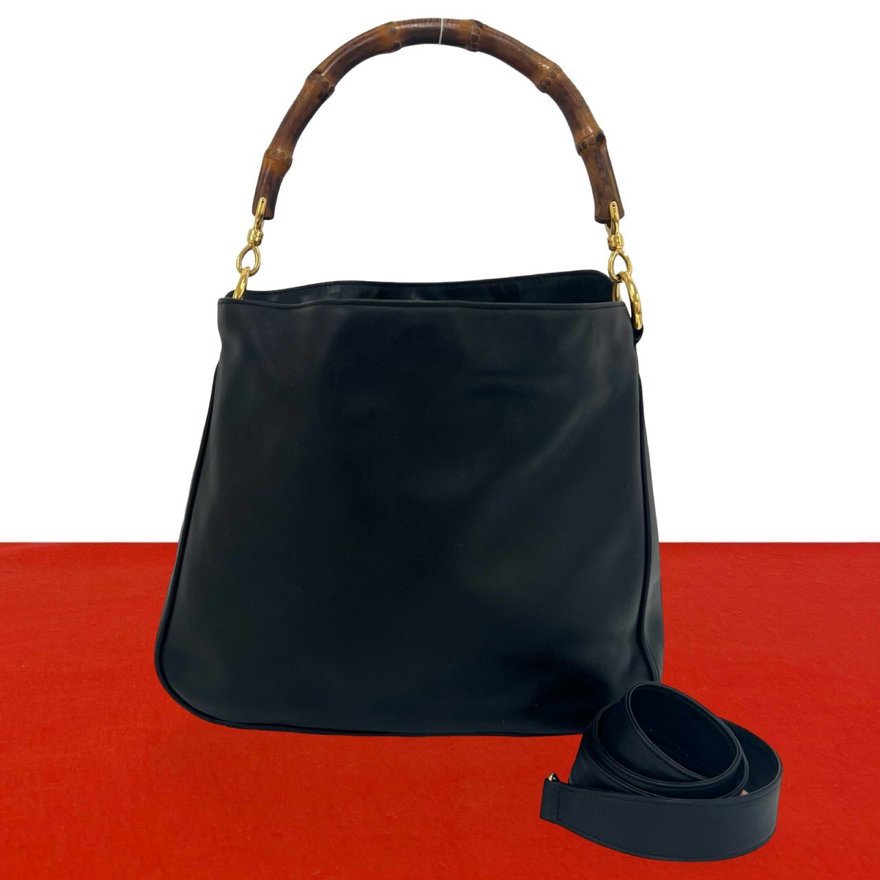 GUCCI グッチ バンブー レザー バンブー ショルダーバッグ ブラック
829-8