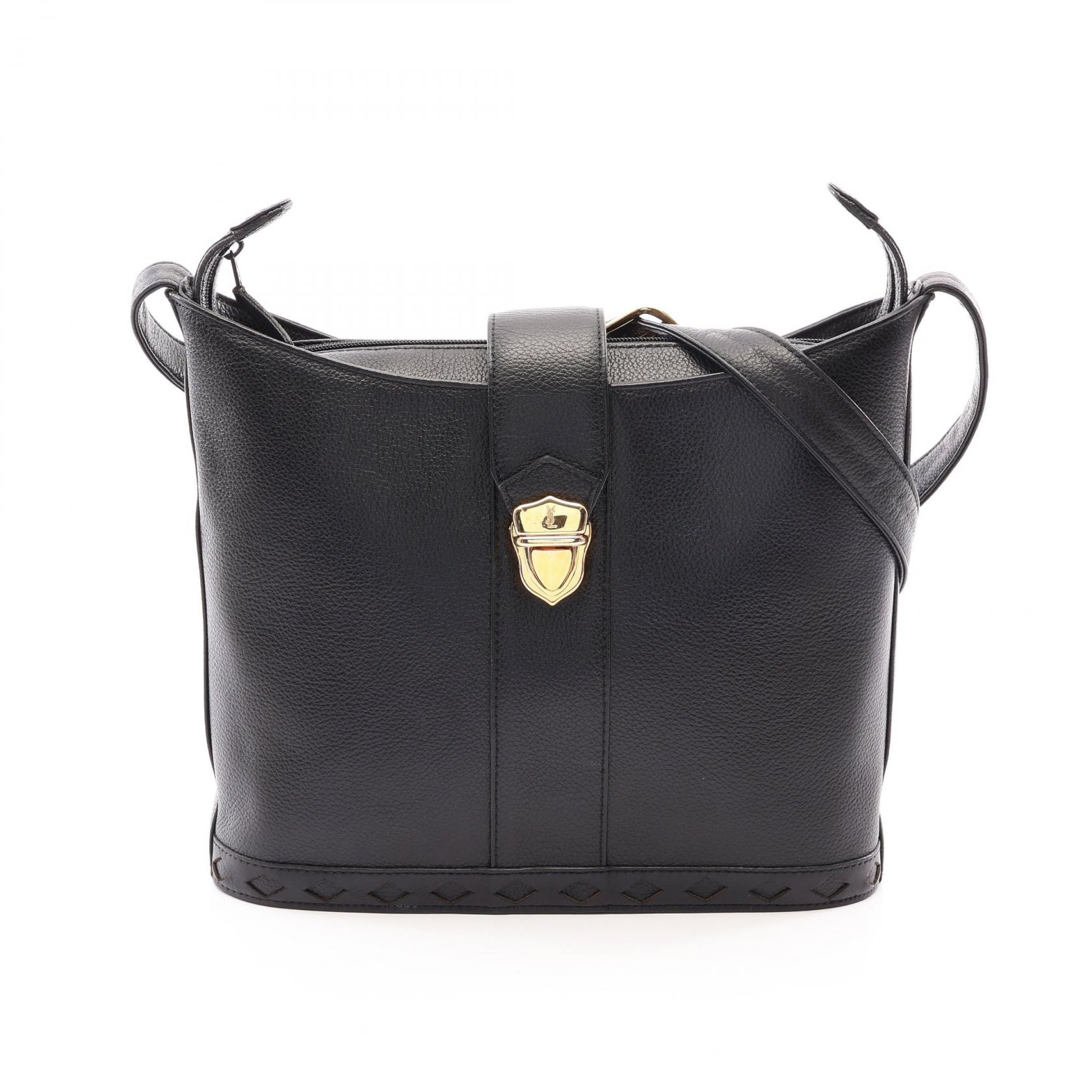 イヴ・サンローラン YVES SAINT LAURENT ショルダーバッグ バッグ レザー レディース ブラック系 【中古】