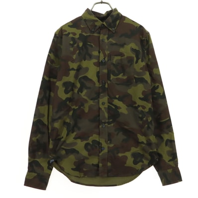 GAP ギャップ カモフラージュ柄 長袖 コットンシャツ XS カーキ系