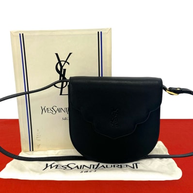 YVES SAINT LAURENT イヴ・サンローラン YSL ロゴ レザー ショルダーバッグ ブラック
38649