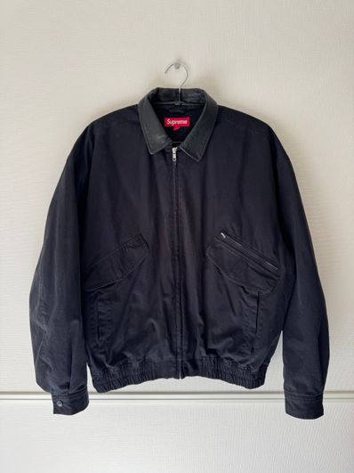 Supreme Leather Collar Utility Jacket "Black"