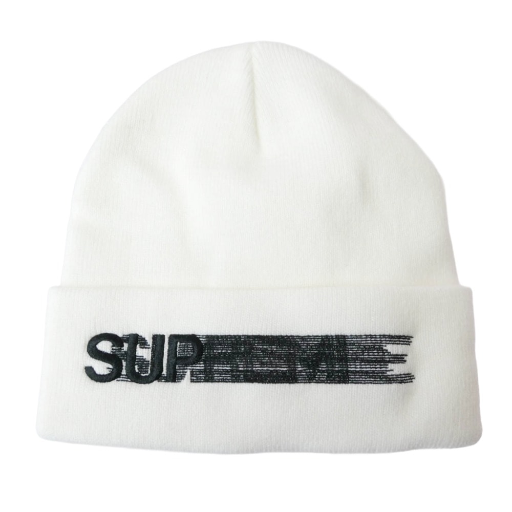 Supreme シュプリーム ニットキャップ 23SS Motion Logo Beanie モーションロゴ ビーニー ニットキャップ 帽子 ホワイト系【美品】【中古】