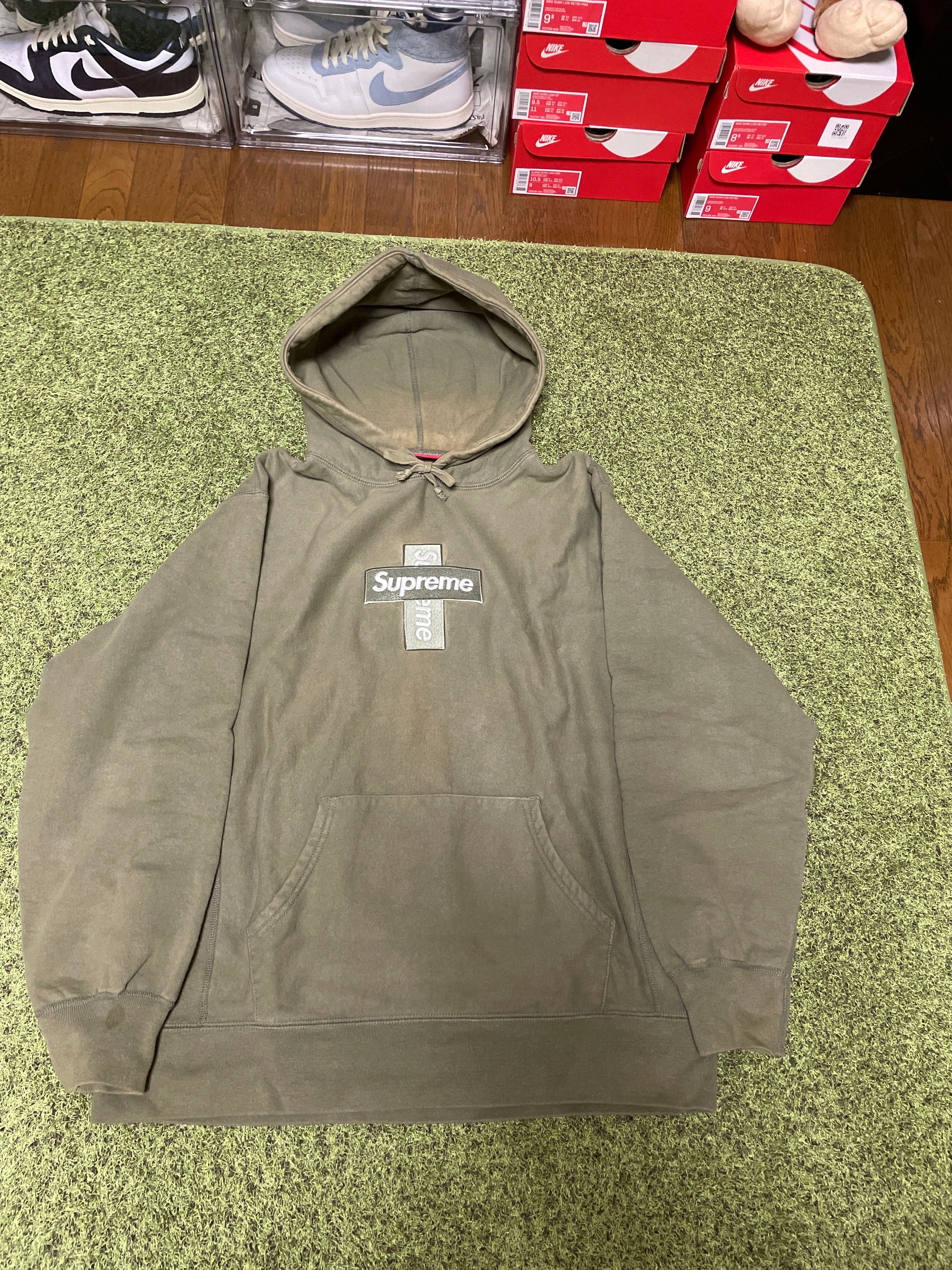 Supreme Cross Box Logo Hooded Sweatshirt "Light Olive"