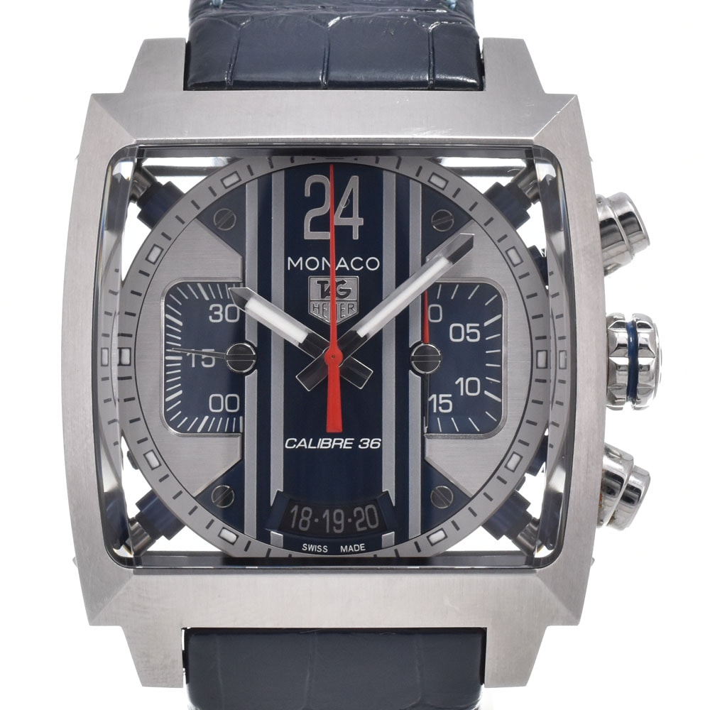 タグホイヤー TAG HEUER CAL5111.FC6299 モナコ 24 裏スケ ブルー/シルバー 自動巻き メンズ 美品 腕時計 O#151367