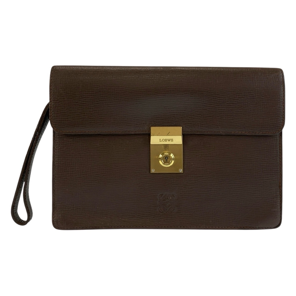 LOEWE ロエベ アナグラム ブラウン ゴールド金具 レザー クラッチバッグ セカンドバッグ 603713 【中古】