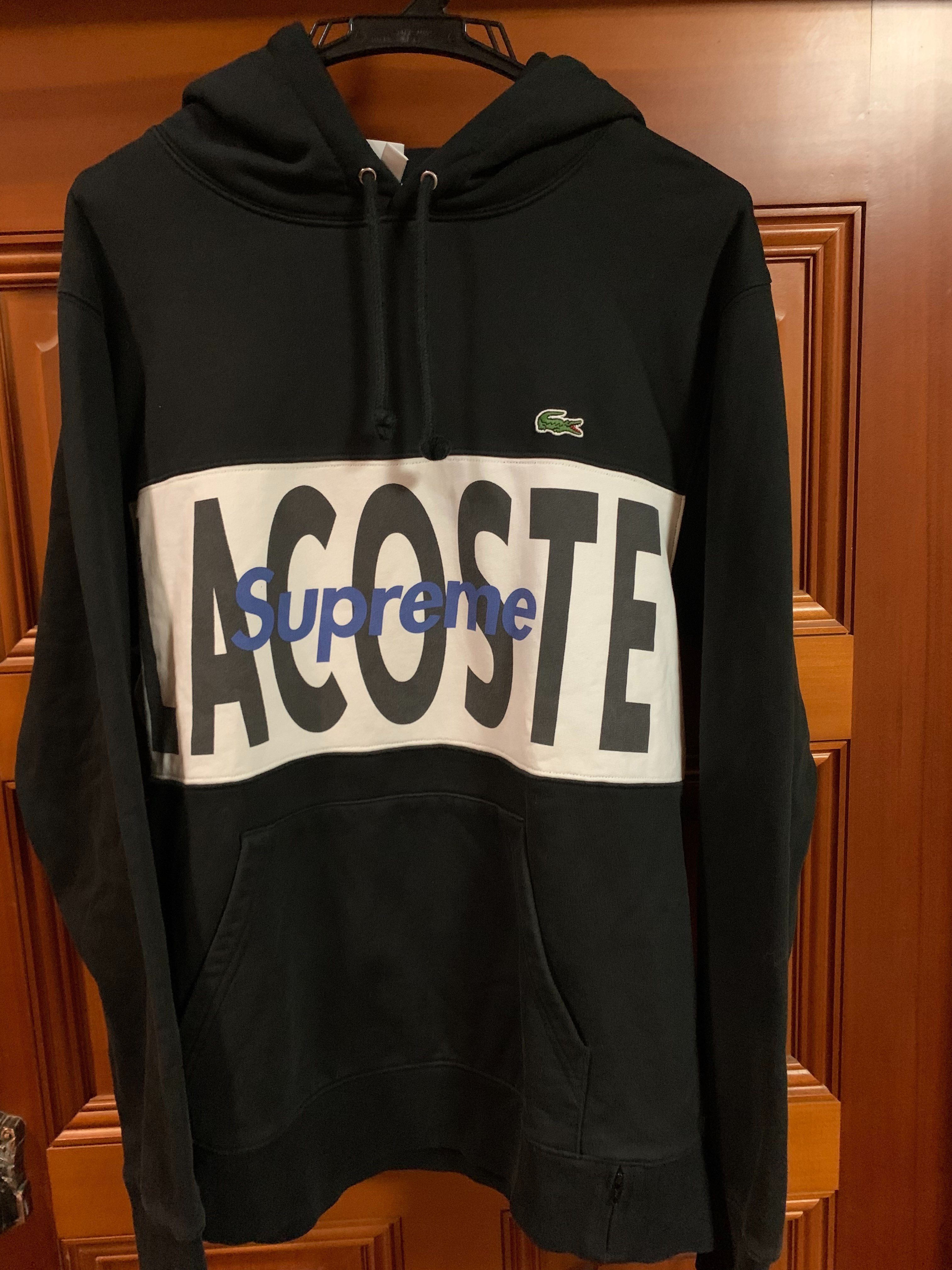 Supreme / Lacoste Logo Panel Hooded Sweatshirt "Black"