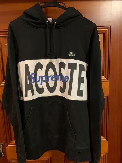 Supreme / Lacoste Logo Panel Hooded Sweatshirt "Black"
