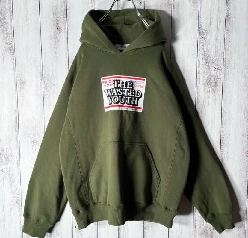 BlackEyePatch x Wasted Youth PRIORITY LABEL HOODIE "Olive" / VERDY