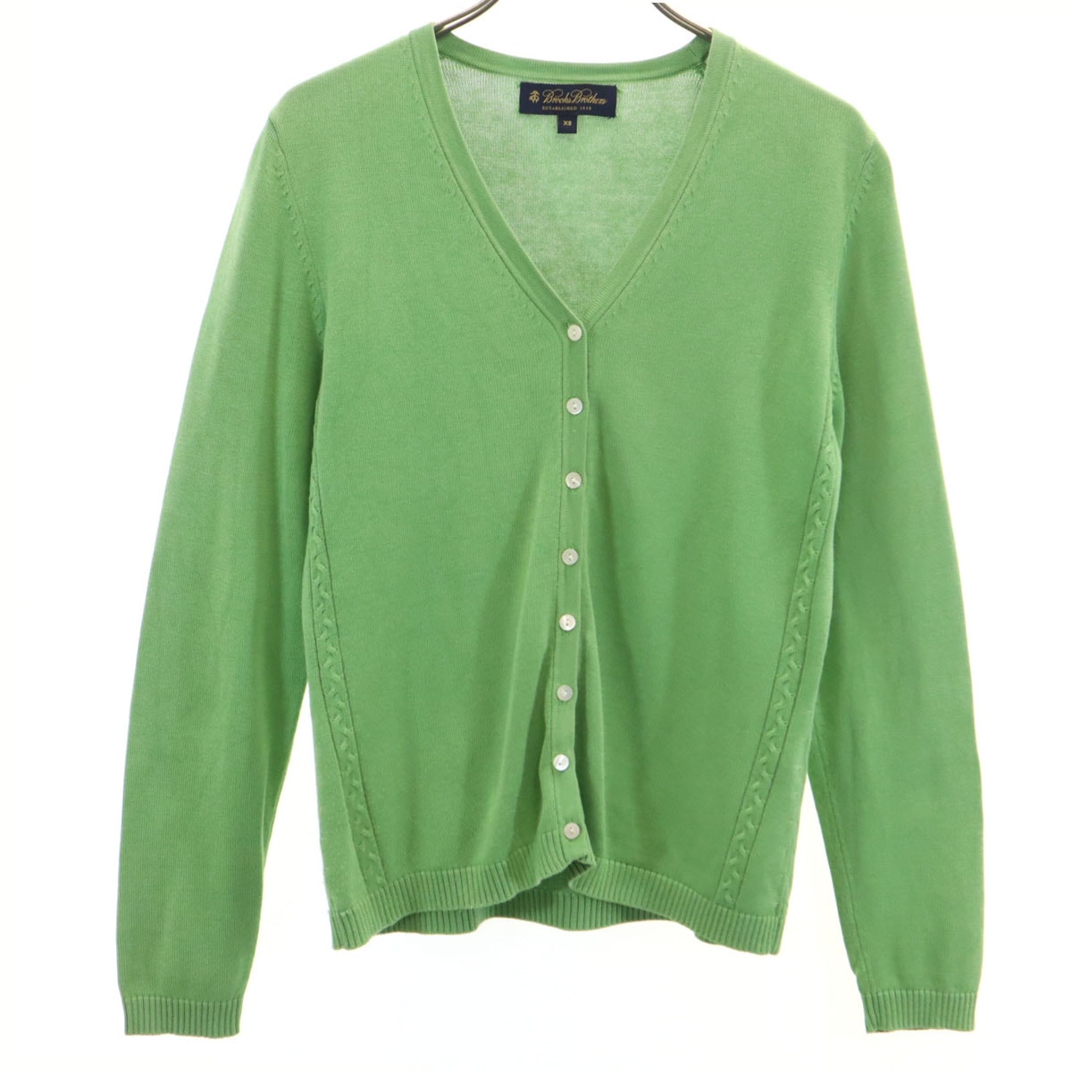 Brooks Brothers ブルックスブラザーズ シルクブレンド 長袖 ニットカーディガン XS 黄緑