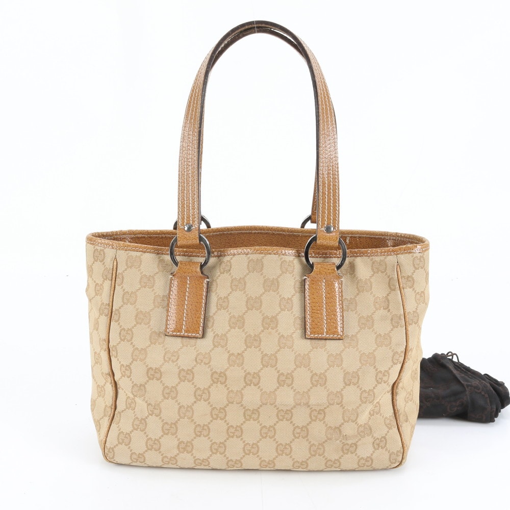 グッチ GGキャンバス 113019 トート バッグ レザー×キャンバス