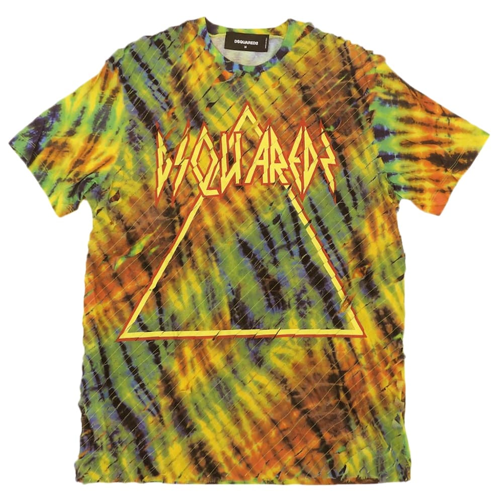 ディースクエアード 美品 タイダイ柄 ロゴ プリント Tシャツ トップス メンズ レインボー マルチカラー 19年 S71GD0833 M